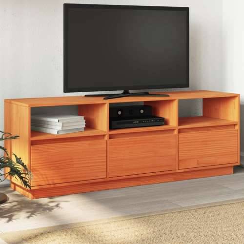 TV ormarić voštano smeđi 140 x 37 x 50 cm od masivne borovine - Voštano smeđa 1 Cijena