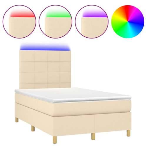 Krevet s oprugama i madracem LED krem 120 x 190 cm od tkanine - Krema 120 x 190 cm Blok s kvadratima Cijena