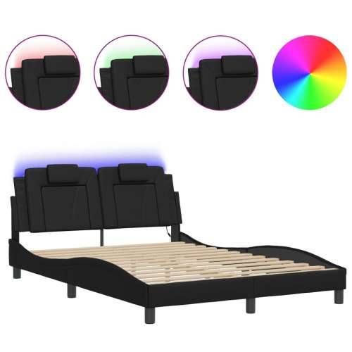 Okvir kreveta s LED svjetlima crni 140 x 200 cm od umjetne kože - Crna 140 x 200 cm Cijena