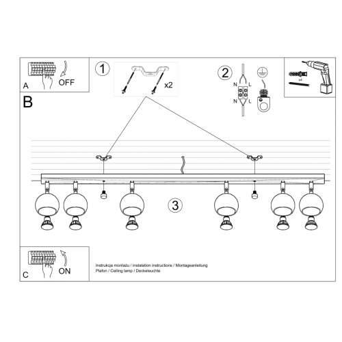 Stropna lampa OCULARE 6L bijela Cijena