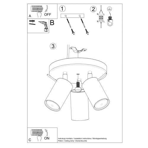 Stropna lampa RING 3P crna Cijena