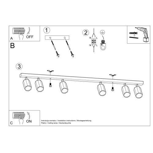 Stropna lampa ZEKE 6 hrast Cijena