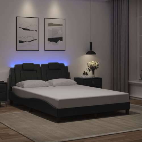 Okvir kreveta s LED svjetlima sivi 140 x 200 cm od umjetne kože - Siva 140 x 200 cm Cijena