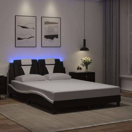 Okvir kreveta LED crno-bijeli 140 x 200 cm od umjetne kože - Crno-bijelo 140 x 200 cm Cijena