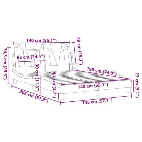 Okvir za krevet s uzglavljem crni 140x190 cm od umjetne kože - Crna 140 x 190 cm Cijena