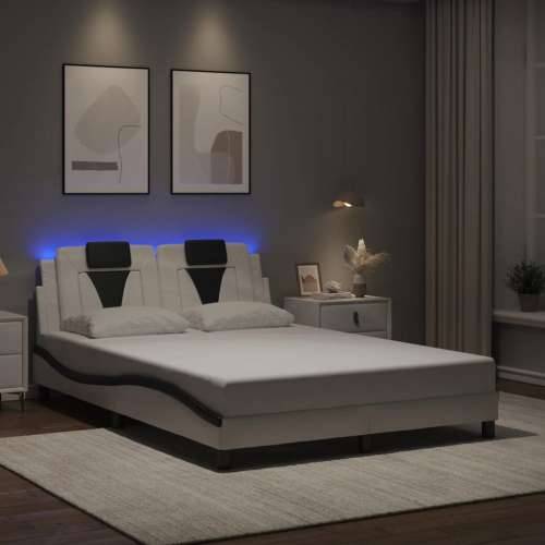 Okvir kreveta LED bijelo-crni 140 x 200 cm od umjetne kože - Bijela i crna 140 x 200 cm Cijena