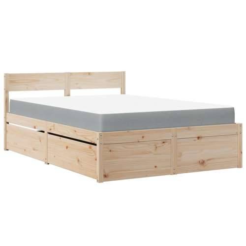 Krevet s ladicama i madracem 120 x 200 cm od masivne borovine - Prirodna 120 x 200 cm Cijena