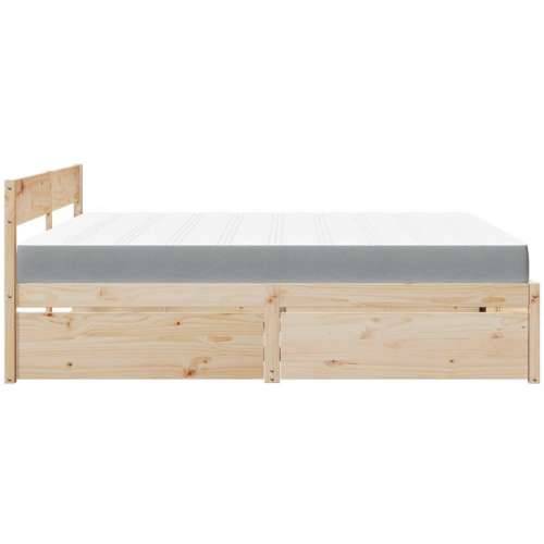 Krevet s ladicama i madracem 180 x 200 cm od masivne borovine - Prirodna 180 x 200 cm Cijena