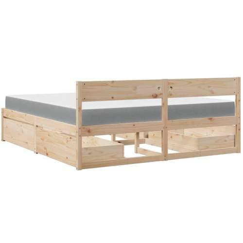 Krevet s ladicama i madracem 180 x 200 cm od masivne borovine - Prirodna 180 x 200 cm Cijena