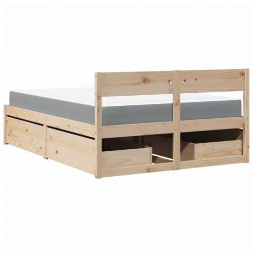 Krevet s ladicama i madracem 120 x 190 cm od masivne borovine - Prirodna 120 x 190 cm Cijena