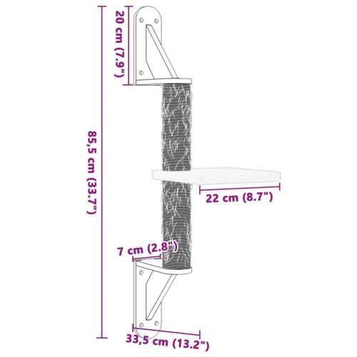 Zidna Penjalica za mačke - Kuća za mačke - Grebalica sa stupom za grebanje 85,5 cm - Svjetlosiva Cijena