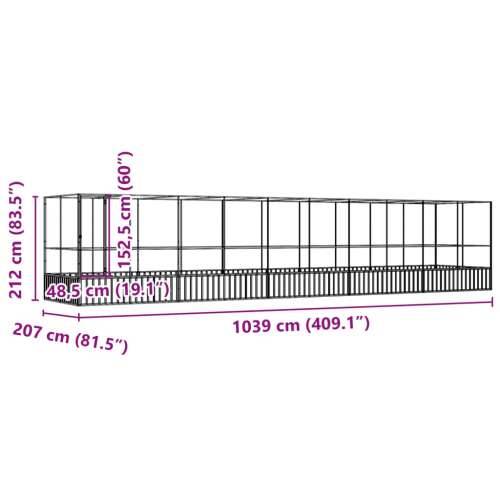 Kavez za ptice s produžetkom srebrni 1039x207x212 cm čelični - 1039 x 207 x 212 cm Cijena