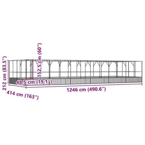 Kavez za ptice s produžetkom srebrni 1246x414x212 cm čelični - 1246 x 414 x 212 cm Cijena