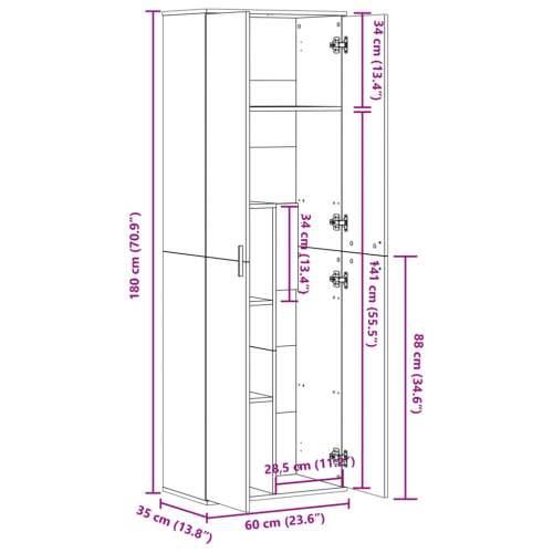 Visoka komoda siva boja hrasta 60x35x180 cm konstruirano drvo Sivi hrast sonoma 1 Cijena
