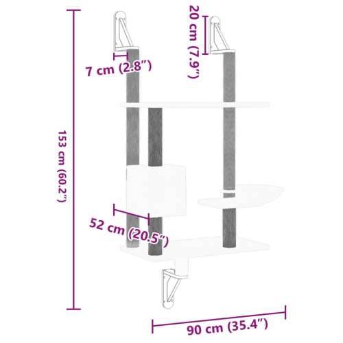 Zidna Penjalica za mačke - Kuća za mačke - Grebalica sa stupom za grebanje tamnosiva 153 cm - Tamno siva Cijena