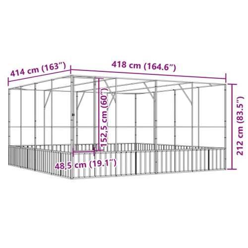 Kavez za ptice srebrni 418 x 414 x 212 cm čelični - 418 x 414 x 212 cm Cijena