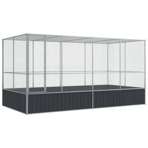 Kavez za ptice s produžetkom srebrni 418x207x212 cm čelični - 418 x 207 x 212 cm Cijena