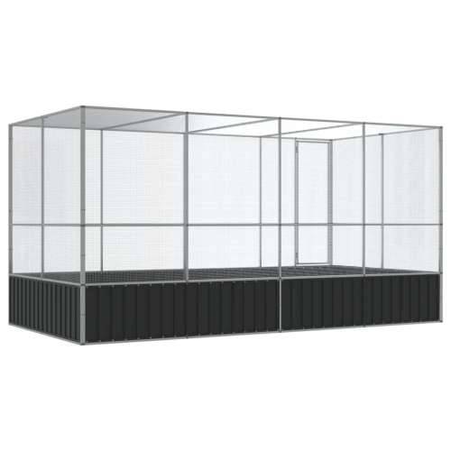 Kavez za ptice s produžetkom srebrni 418x207x212 cm čelični - 418 x 207 x 212 cm Cijena