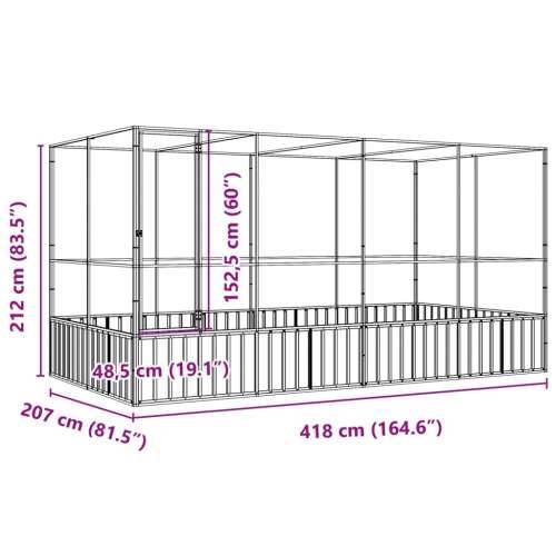 Kavez za ptice s produžetkom srebrni 418x207x212 cm čelični - 418 x 207 x 212 cm Cijena
