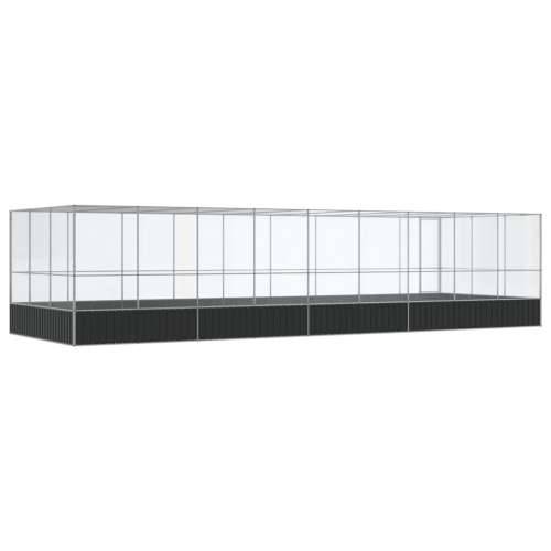 Kavez za ptice s produžetkom srebrni 932x307x212 cm čelični - 932 x 307 x 212 cm Cijena
