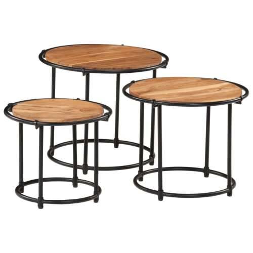 Uklapajući stolići 3 kom od masivnog drva bagrema - 1 solid wood acacia Cijena