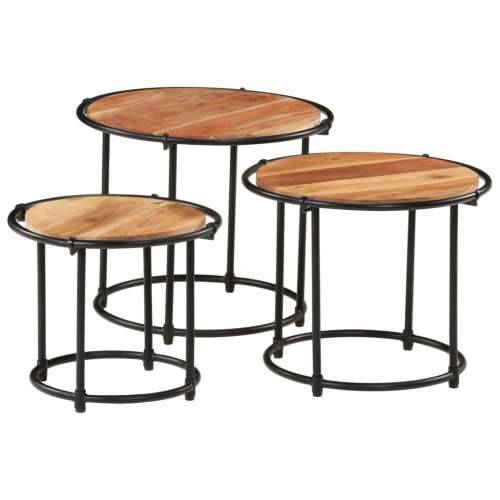 Uklapajući stolići 3 kom od masivnog drva bagrema - 1 solid wood acacia Cijena