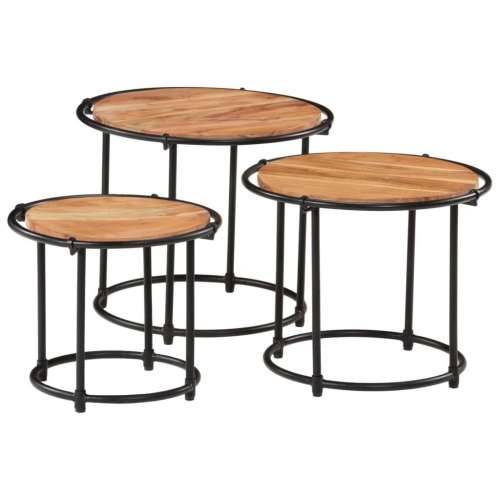 Uklapajući stolići 3 kom od masivnog drva bagrema - 1 solid wood acacia Cijena