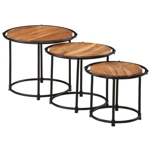 Uklapajući stolići 3 kom od masivnog drva bagrema - 1 solid wood acacia Cijena