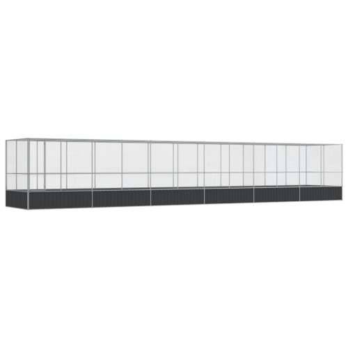 Kavez za ptice s produžetkom srebrni 1246x207x212 cm čelični - 1246 x 207 x 212 cm Cijena