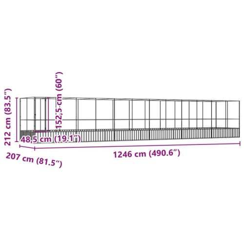 Kavez za ptice s produžetkom srebrni 1246x207x212 cm čelični - 1246 x 207 x 212 cm Cijena