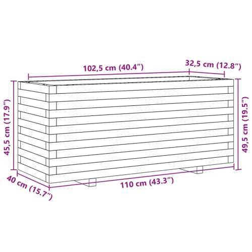 Vrtna sadilica bijela 110x40x49,5 cm od masivne borovine Cijena