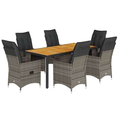 Vrtna garnitura - 7-dijelni vrtni blagovaonski set sivi od poliratana - 190 x 90 x 75 cm Bez naslona za noge 6 Cijena