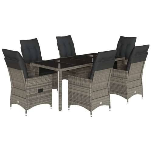 Vrtna garnitura - 7-dijelni vrtni blagovaonski set sivi od poliratana - 190 x 90 x 75 cm Bez naslona za noge 6 Cijena
