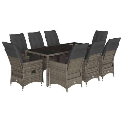 Vrtna garnitura - 9-dijelni vrtni blagovaonski set sivi od poliratana - 190 x 90 x 75 cm Sa naslonom za noge 8 Cijena