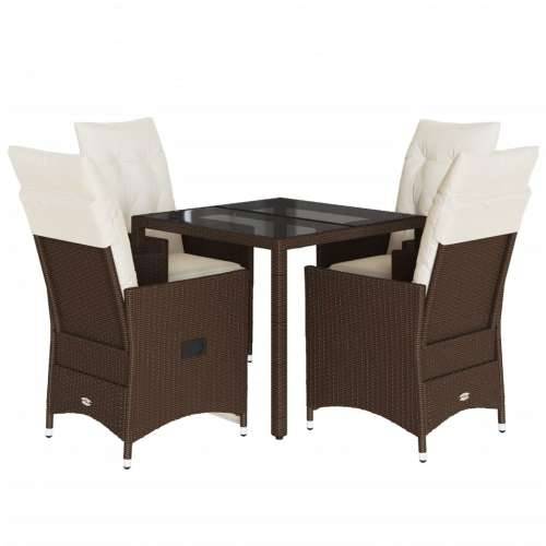 Vrtna garnitura - 5-dijelni vrtni blagovaonski set s jastucima poliratan smeđi - 90 x 90 x 75 cm s podignutom nogom 4 Cijena