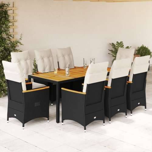 Vrtna garnitura - 9-dijelni vrtni blagovaonski set s jastucima crni od poliratana - 190 x 90 x 75 cm pe rattan 8 Cijena
