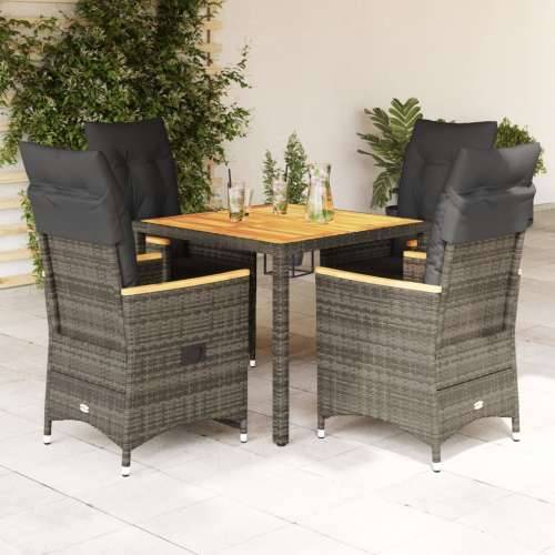 Vrtna garnitura - 5-dijelni vrtni blagovaonski set sivi od poliratana - 90 x 90 x 75 cm pe rattan and wood 4 Cijena