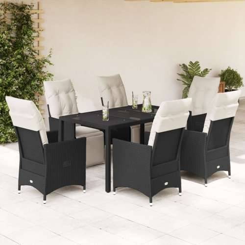 Vrtna garnitura - 7-dijelni vrtni blagovaonski set s jastucima crni od poliratana - 150 x 90 x 75 cm pe rattan 6 Cijena