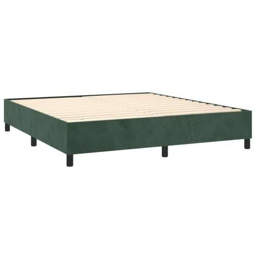 Krevet box spring s madracem LED tamnozeleni 160x200 cm baršun - Tamnozelena 160 x 200 cm Obično s čavlima Cijena