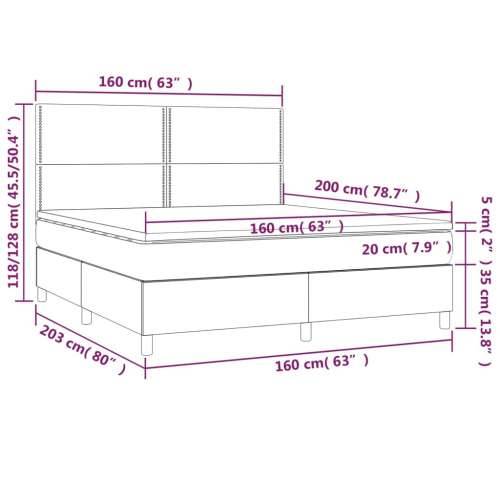 Krevet box spring s madracem LED tamnozeleni 160x200 cm baršun - Tamnozelena 160 x 200 cm Obično s čavlima Cijena