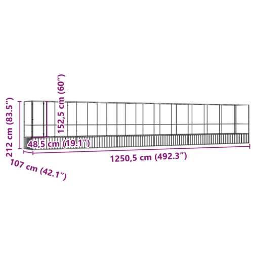 Kavez za ptice s produžetkom srebrni 1250,5x107x212 cm čelični - 1250.5 x 107 x 212 cm Cijena