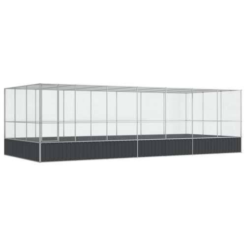 Kavez za ptice s produžetkom srebrni 725x307x212 cm čelični - 725 x 307 x 212 cm Cijena