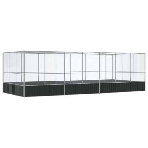 Kavez za ptice s produžetkom srebrni 725x307x212 cm čelični - 725 x 307 x 212 cm Cijena