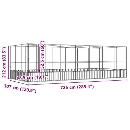Kavez za ptice s produžetkom srebrni 725x307x212 cm čelični - 725 x 307 x 212 cm Cijena