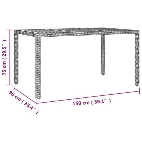 Vrtna garnitura - 7-dijelni vrtni blagovaonski set s jastucima crni od poliratana - 150 x 90 x 75 cm Bez naslona za noge 6 Cijena