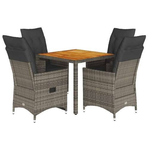 Vrtna garnitura - 5-dijelni vrtni blagovaonski set sivi od poliratana - 90 x 90 x 75 cm Sa naslonom za noge 4 Cijena