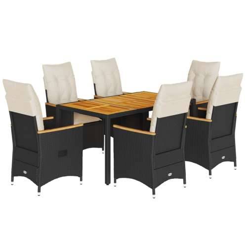 Vrtna garnitura - 7-dijelni vrtni blagovaonski set s jastucima crni od poliratana - 150 x 90 x 75 cm pe rattan 6 Cijena