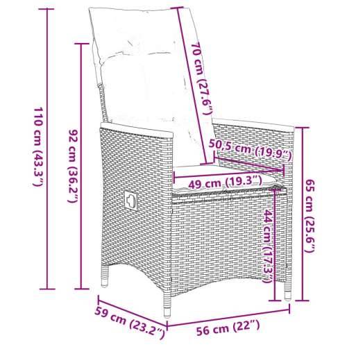 Vrtna garnitura - 7-dijelni vrtni blagovaonski set s jastucima crni od poliratana - 190 x 90 x 75 cm pe rattan and wood 6 Cijena