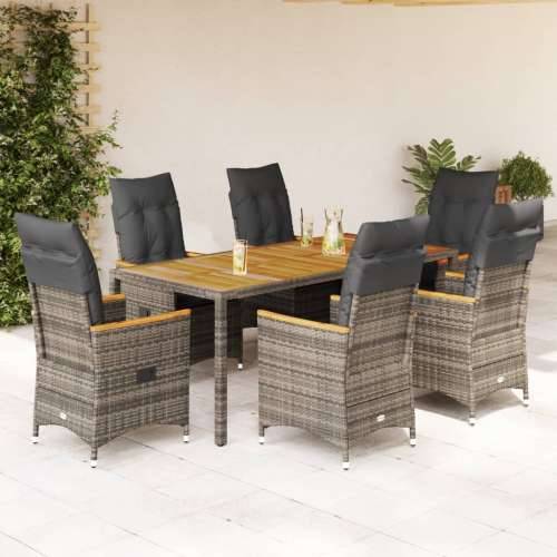 Vrtna garnitura - 7-dijelni vrtni blagovaonski set sivi od poliratana - 190 x 90 x 75 cm pe rattan 6 Cijena