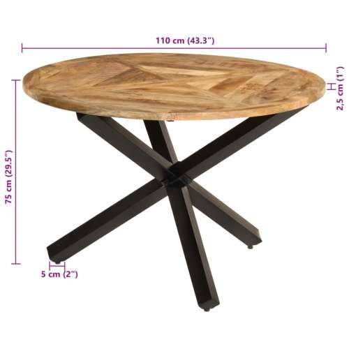 Blagovaonski stol Ø 110 x 75 cm masivno grubo drvo manga - 110 x 75 cm 1 Grubo masivno drvo manga Cijena